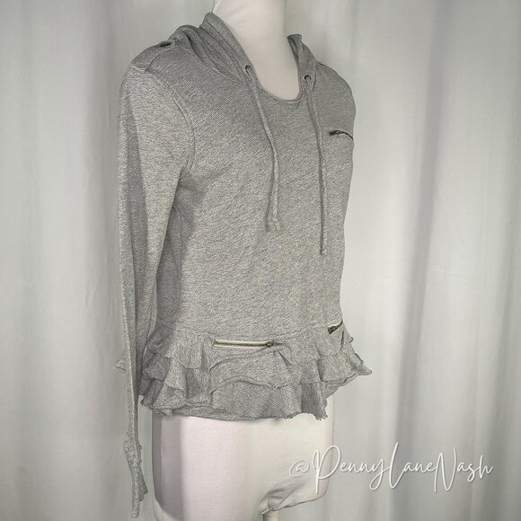 Banana Republic Ruffled Peplum Hoodie S Gray - Picture 2 of 11
